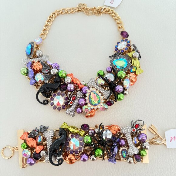 Betsey Johnson Jewelry - NWT BETSEY JOHNSON Halloween Charm Chain Link statement Necklace bracelet set